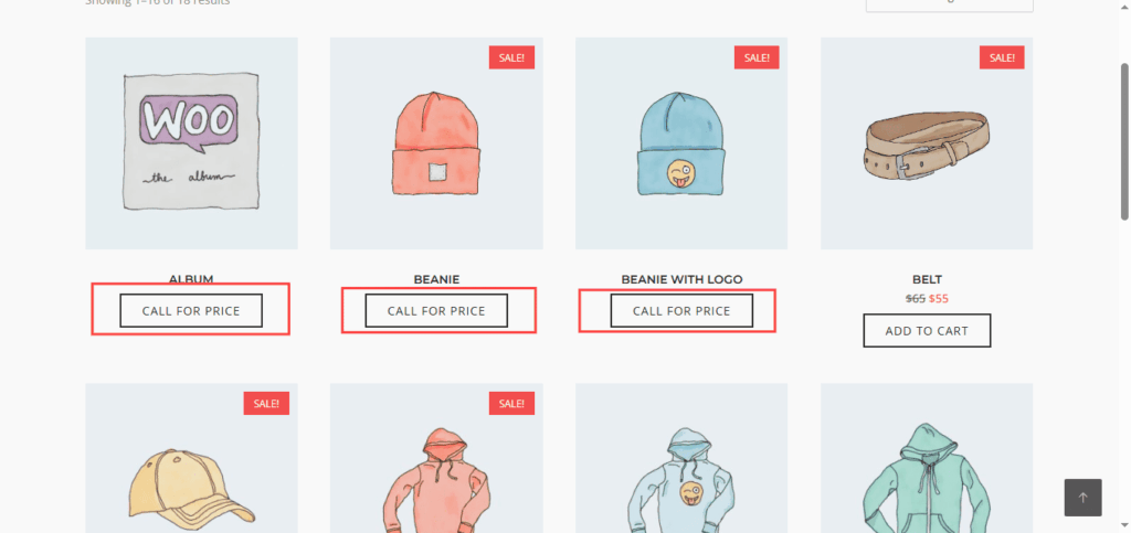 Call for price on frontend