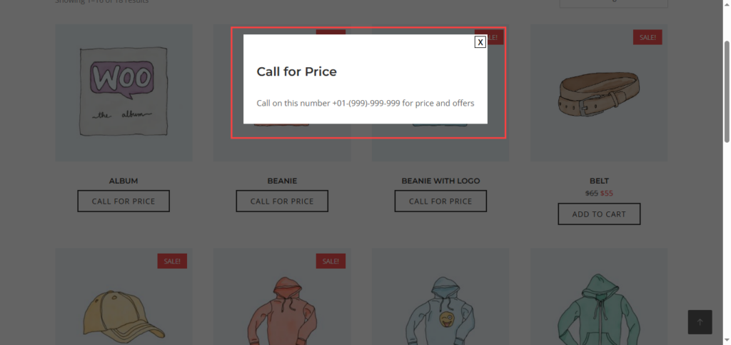 call for price popup
