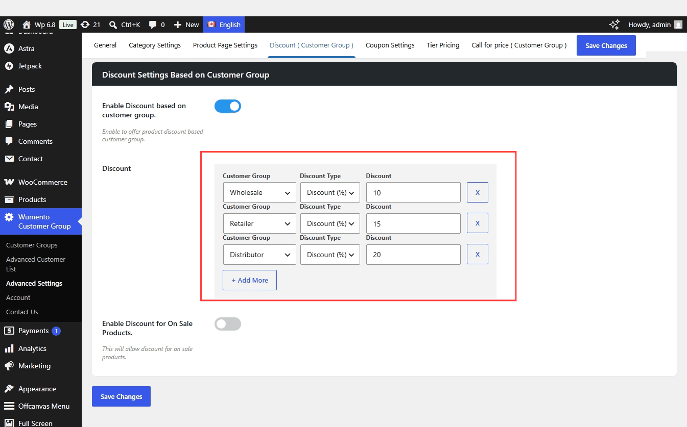 Adding Group Based discounts