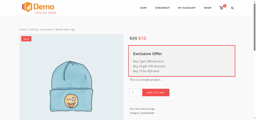 Tiered Pricing on frontend product page