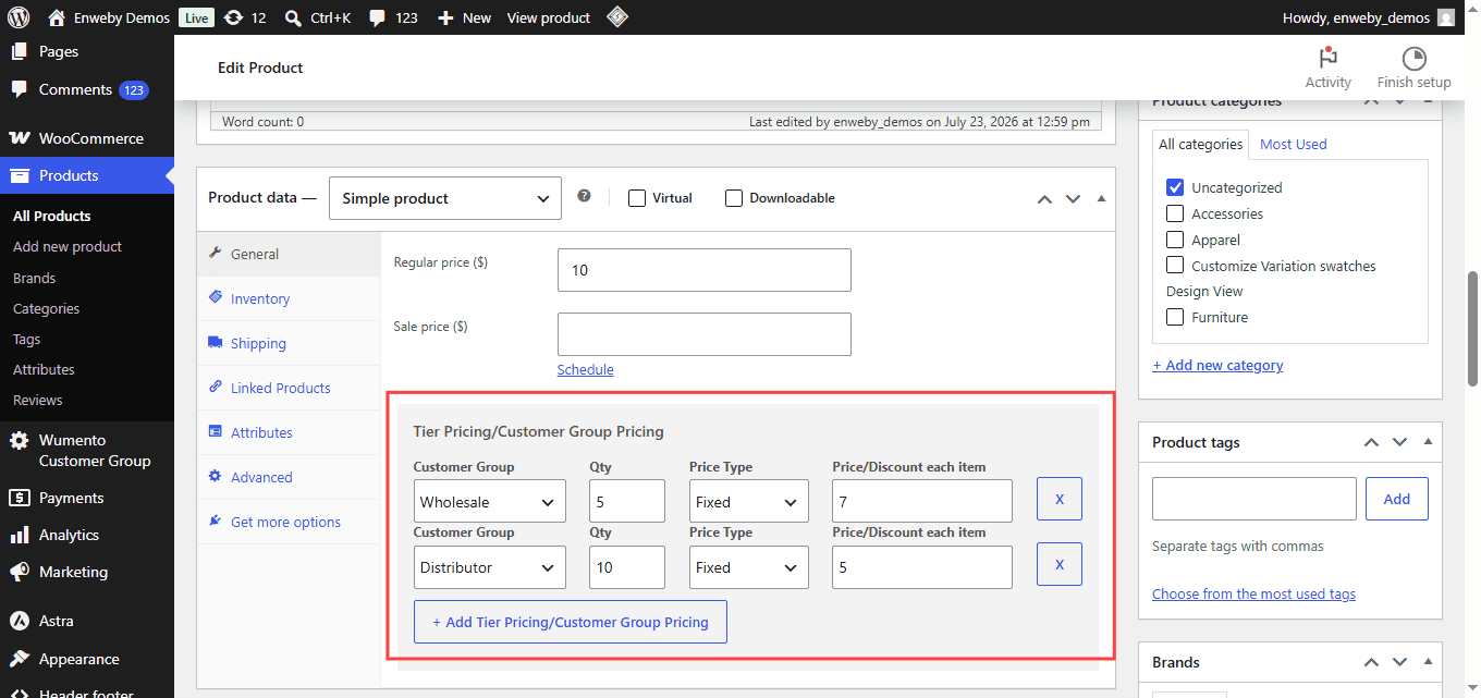 Tier Pricing for Simple product