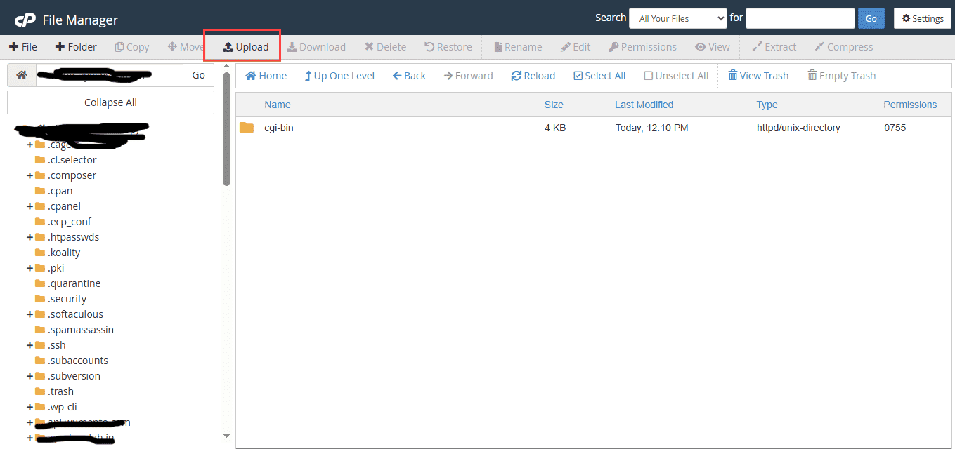 public_html in file manager