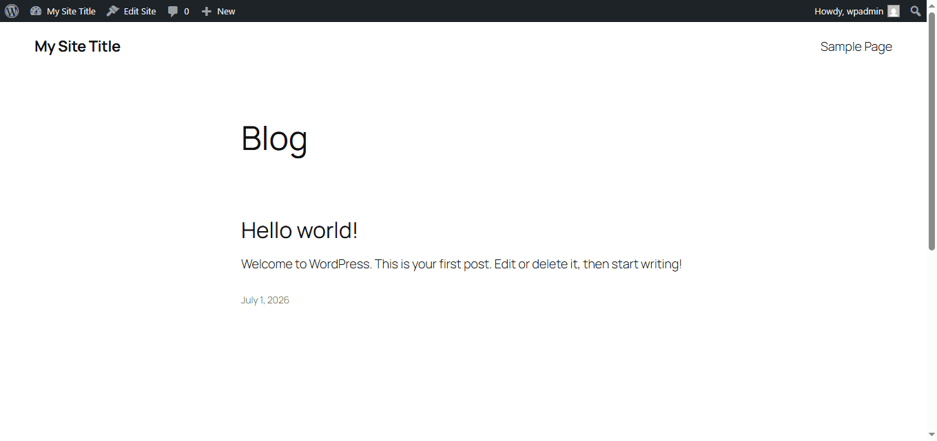 Wordpress setup front page
