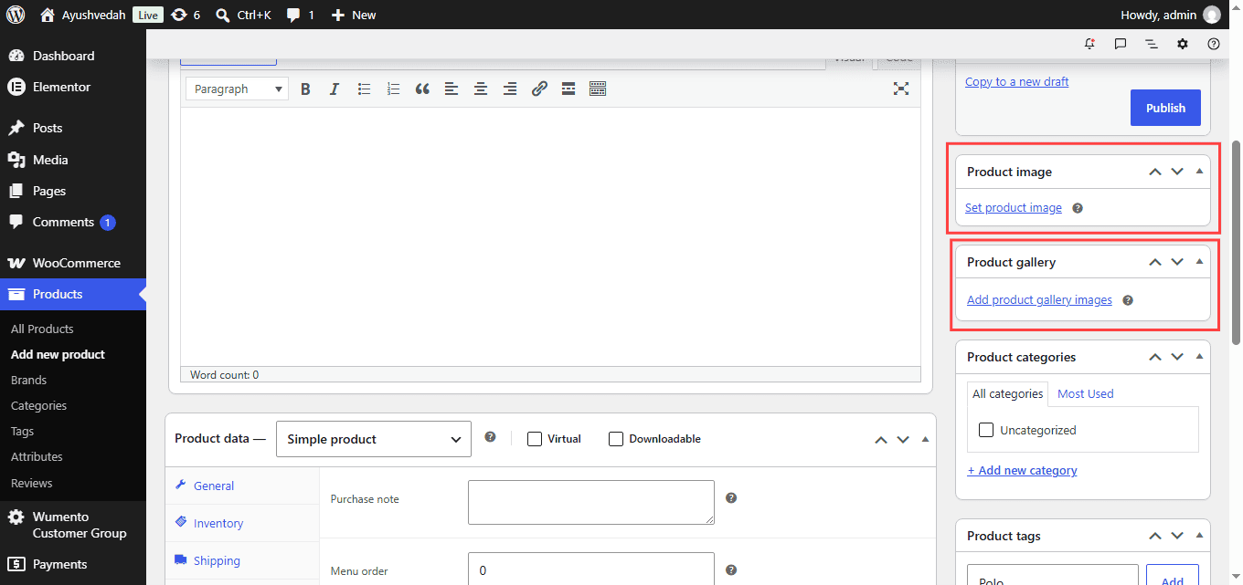 WooCommerce product image and product gallery