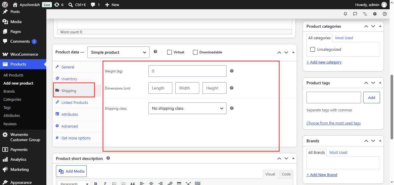 Woocommerce Product Shipping Settings 